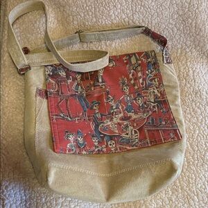 Day of the dead loveshine Skelton Beige and Red Canvas Tote Bag super cute